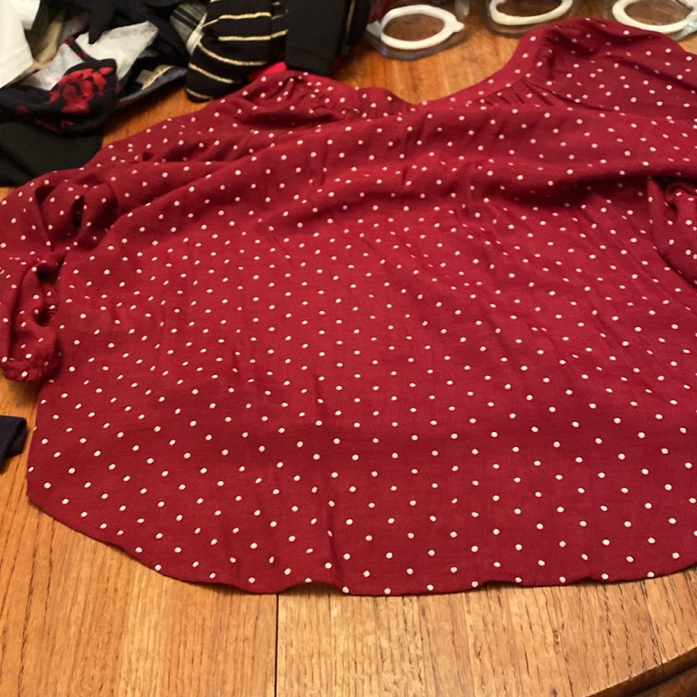 Counterparts extra large cherry red with white dots blouse - Picture 6 of 8